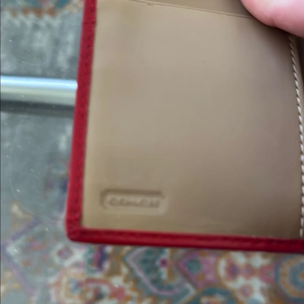 Coach Red Leather Wallet with Gold Logo - Picture 5 of 5